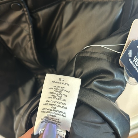 Ci Sono By Cavalini Vegan Leather Crop Vest Black Womens Size XL Pockets - Picture 9 of 15